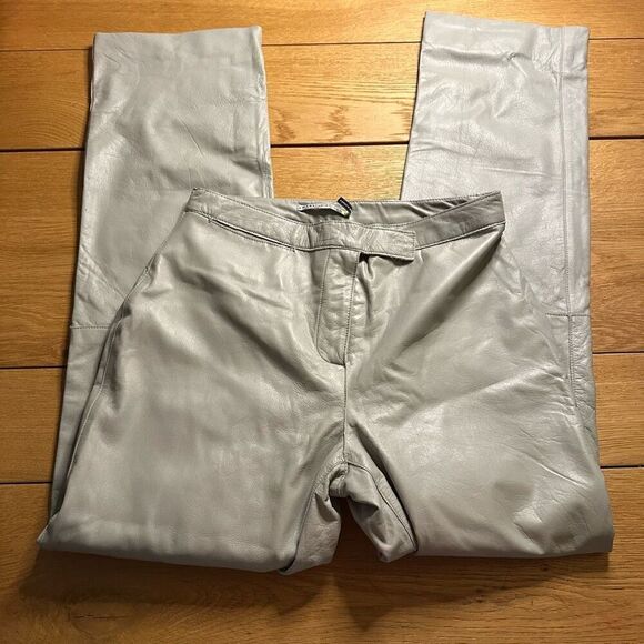 Max Studio leather pants gray cream 8 - Picture 1 of 8